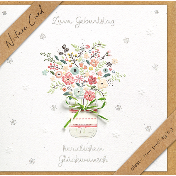 Second Nature Primrose Geburtstagskarte „Celebrate“ Mit Floralem Cocktail-Design – Glitzernd & Handgefertigt