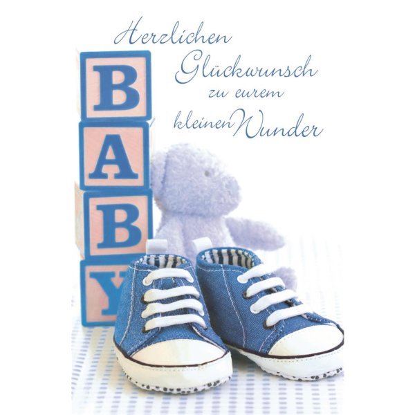 AV - Geburt – Baby – Freudiges Ereignis - Glückwunschkarte im Format 11,5 x 17 cm mit Umschlag - "Herzlichen Glückwunsch zu eurem kleinen Wunder - Baby"