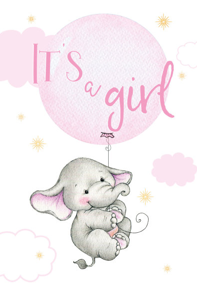 AV - Geburt - Baby - Freudiges Ereignis - Karte mit Umschlag - "It Skorpions a girl"