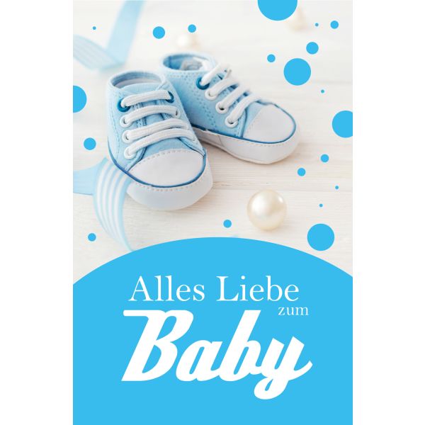 A Geburt Baby Glückwunschkarte mit Umschlag Blaue Schuhe Alles Liebe zum Baby