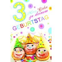 Zahlengeburtstag Kindergeburtstag 3. Geburtstag Karte mit...