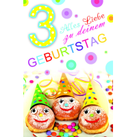 Zahlengeburtstag Kindergeburtstag 3. Geburtstag Karte mit...