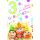 Zahlengeburtstag Kindergeburtstag 3. Geburtstag Karte mit Umschlag Berliner mit Partyhut