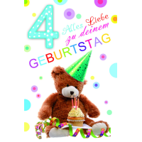 Zahlengeburtstag Kindergeburtstag 4. Geburtstag Karte mit...