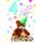 Zahlengeburtstag Kindergeburtstag 4. Geburtstag Karte mit Umschlag Teddy mit Partyhut und Cupcake