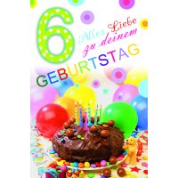 Zahlengeburtstag Kindergeburtstag 6. Geburtstag Karte mit...