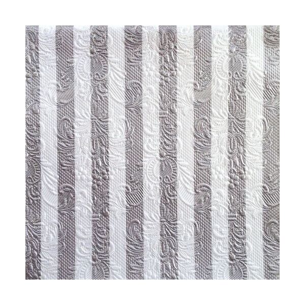 Servietten Lunch Napkin Lunch Format: 33 x 33 cm 3-lagig mit Prägung 15 Servietten Elegance Stripes Silver weiß und silber gestreift mit Prägung