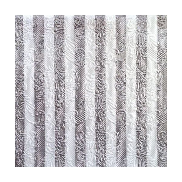 Servietten Lunch Napkin Lunch Format: 33 x 33 cm 3-lagig mit Prägung 15 Servietten Elegance Stripes Silver weiß und silber gestreift mit Prägung