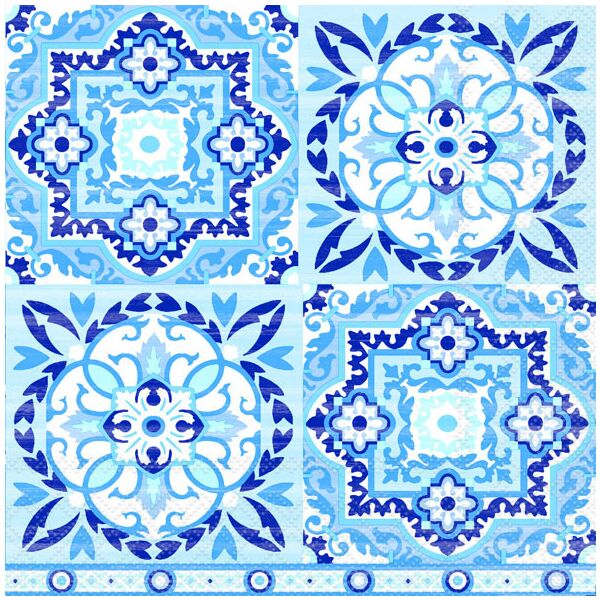 Servietten Lunch Napkin Lunch Format: 33 x 33 cm 3-lagig 20 Servietten Tiles Blue