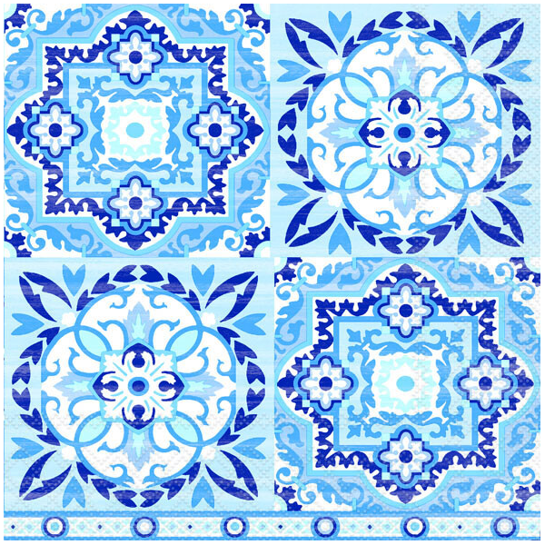 Servietten Lunch Napkin Lunch Format: 33 x 33 cm 3-lagig 20 Servietten Tiles Blue