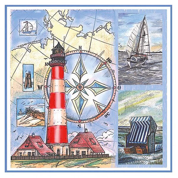 Servietten Lunch Maritim Living Coas 33x33cm 20 Servietten 3-lagig maritim Leuchtturm