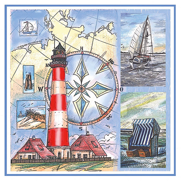 Servietten Lunch Maritim Living Coas 33x33cm 20 Servietten 3-lagig maritim Leuchtturm