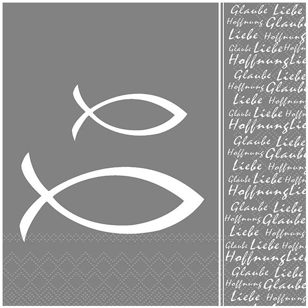 A Kommunion Servietten Lunch Napkin Lunch Format: 33 x 33 cm 3-lagig 20 Servietten Glaube Fisch Silber