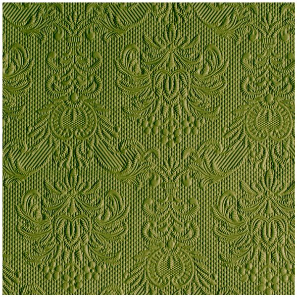 Servietten Format: 33 x 33 cm 3-lagig mit Prägung 15 Servietten Elegance Olive Green olivegrün mit Prägung
