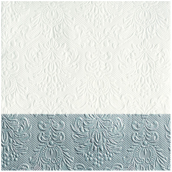 Servietten Lunch 33 x 33 cm 3-lagig mit Prägung 15 Servietten Elegance Dip Silver weiß mit Silber Balken