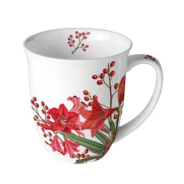 Weihnachten Becher Mug 0.4 L Fine Bone China Format: Ø 10 cm x H 10,5 cm 1 Becher pro Packung Christmas Bouquet White