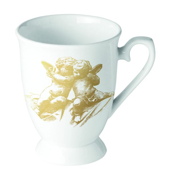 Weihnachten Becher Mug 0,25 L Fine Bone China Format: Ø 7,5 cm x 10 cm 1 Becher pro Packung  Classic Angels Gold