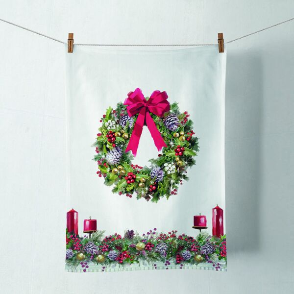 A Weihnachten Geschirrtuch 50 cm x 70 cm Bow On Wreath Schleife