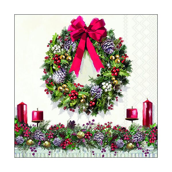 A Weihnachten Servietten 3-lagig 20 Servietten Bow On Wreath Türkranz