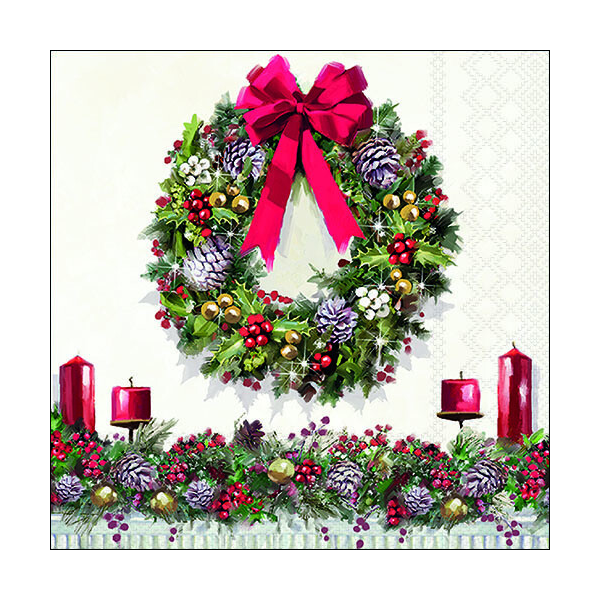 A Weihnachten Servietten 3-lagig 20 Servietten Bow On Wreath Türkranz