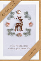 Weihnachten - Nature Cards Handmade - Glückwunschkarte im Format 11,5 x 17 cm mit Briefumschlag – Rentier – Frohe Weihnachten und ein gutes neues Jahr