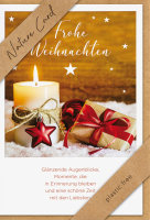 Weihnachten - Nature Cards Handmade - Glückwunschkarte im Format 11,5 x 17 cm mit Briefumschlag – Geschenke und Kerze