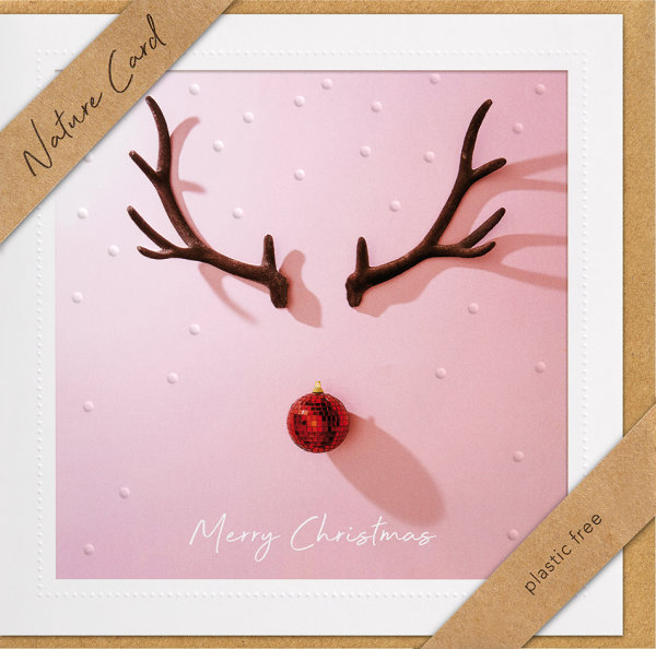 Weihnachten - Nature Cards Handmade  - Glückwunschkarte im Format 15,5 x 15,5 cm mit Briefumschlag - Merry Christmas – Geweih