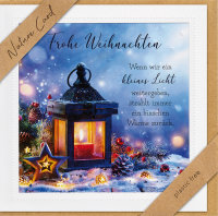 Weihnachten - Nature Cards Handmade - Glückwunschkarte im Format 15,5 x 15,5 cm mit Briefumschlag – Laterne im Schnee