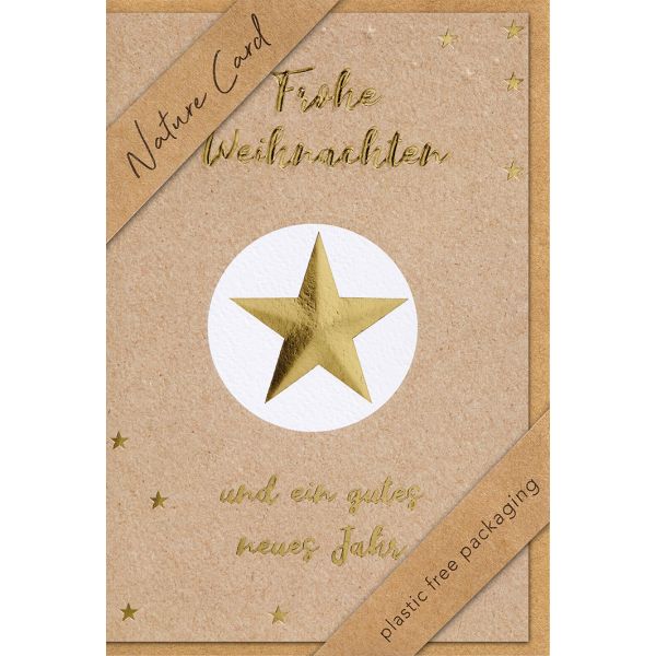 Weihnachten - Nature Cards Handmade - Glückwunschkarte im Format 11,5 x 17 cm mit Briefumschlag – Stern