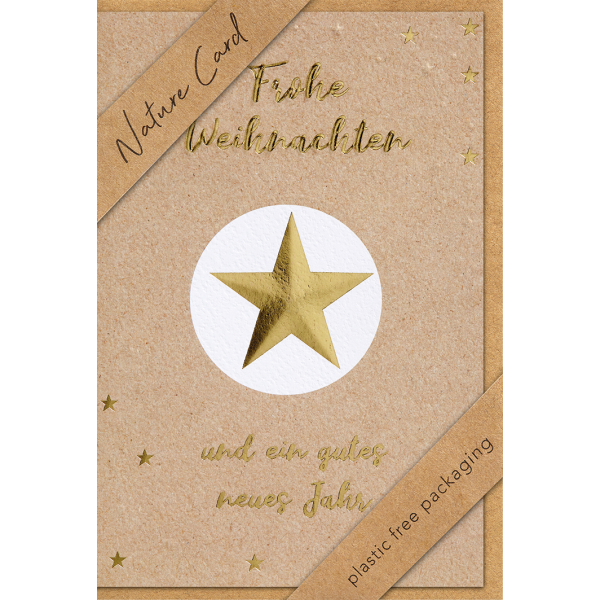 Weihnachten - Nature Cards Handmade - Glückwunschkarte im Format 11,5 x 17 cm mit Briefumschlag – Stern