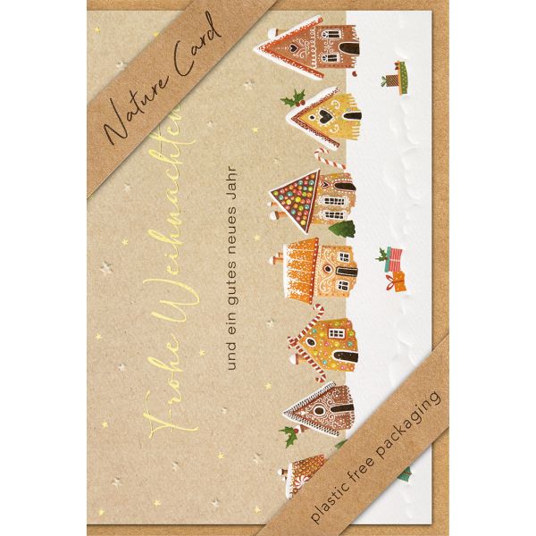 Weihnachten Unverpackte Glückwunschkarte mit Umschlag Nature Cards Winterdorf Frohe Weihnachten Gutes Neues Jahr