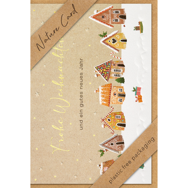 Weihnachten Unverpackte Glückwunschkarte mit Umschlag Nature Cards Winterdorf Frohe Weihnachten Gutes Neues Jahr