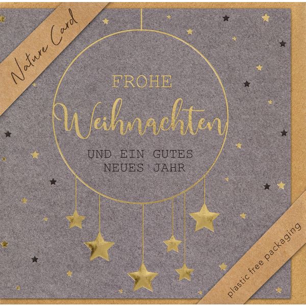 Weihnachten Nature Cards Handmade quadratische Glückwunschkart mit Umschlag Sternenhimmel Frohe Weihnachten