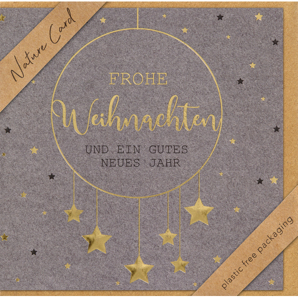 Weihnachten Nature Cards Handmade quadratische Glückwunschkart mit Umschlag Sternenhimmel Frohe Weihnachten