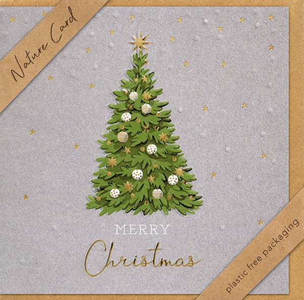 Weihnachten - Nature Cards Handmade - Glückwunschkarte im Format 15,5 x 15,5 cm mit Briefumschlag – Tannenbaum