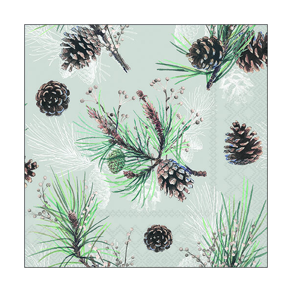 Weihnachten Servietten Lunch 33 x 33 cm 3-lagig 20 Servietten Pine Cone All Over Tannenzapfen
