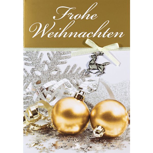 Weihnachten Glückwunschkarte mit Umschlag Kugeln gold