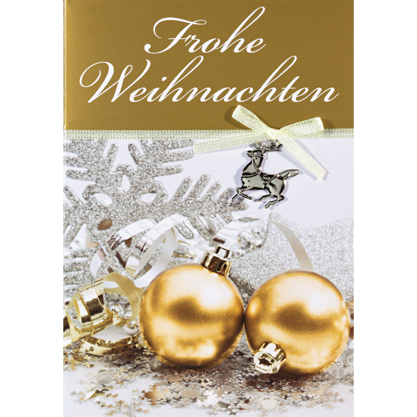 Weihnachten Glückwunschkarte mit Umschlag Kugeln gold
