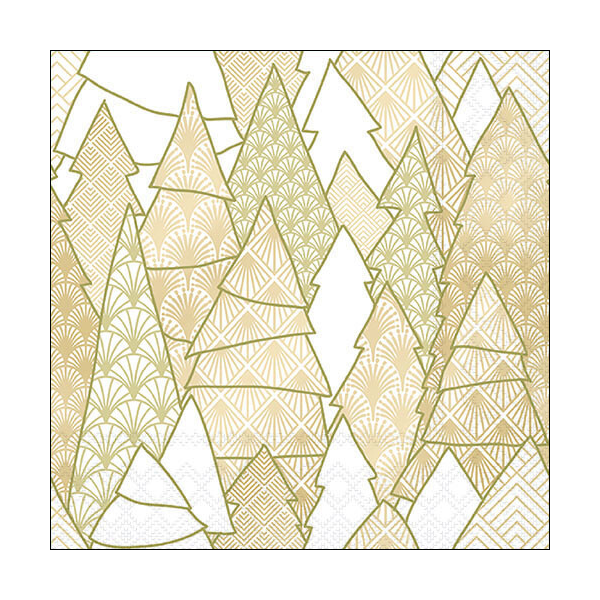Weihnachten Servietten Format: 33 x 33 cm 3-lagig 20 Servietten Luxury Trees White Luxusbäume weiss