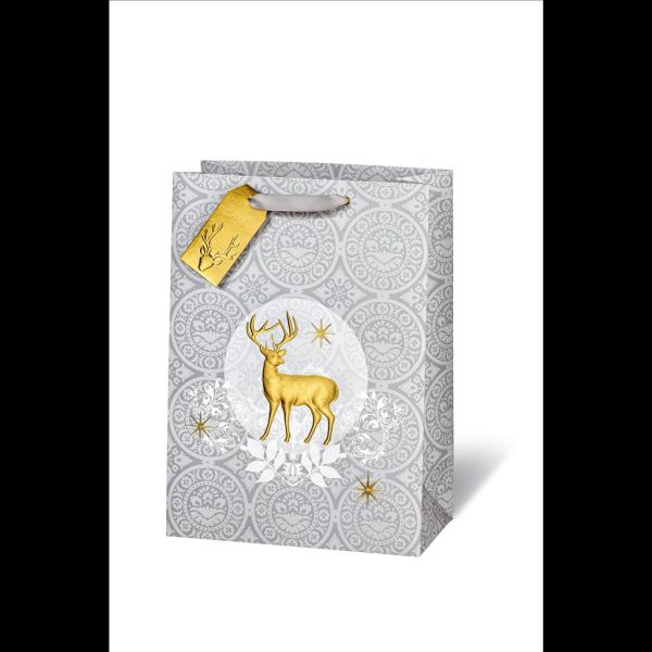 Weihnachten Geschenktüte Tasche A4 Format  Gold Hirsch
