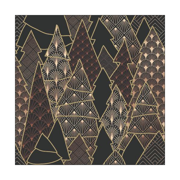 A Weihnachten Cocktail Servietten 25 x 25 cm 3-lagig 15 Servietten Luxury Trees Black Luxusbäume schwarz