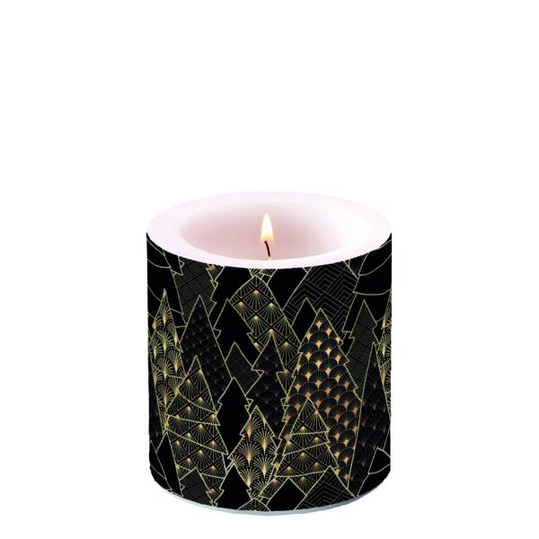 A Weihnachten Kerze klein Ø 7,5 cm x 9 cm 1 Kerze pro Packung Luxury Trees Black Tannenbäume schwarz
