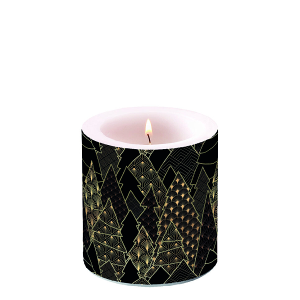 A Weihnachten Kerze klein Ø 7,5 cm x 9 cm 1 Kerze pro Packung Luxury Trees Black Tannenbäume schwarz