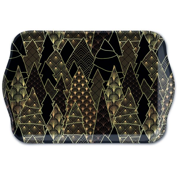 Weihnachten Tablett 13 x 21 cm Luxury Trees Black Tannenbäume schwarz
