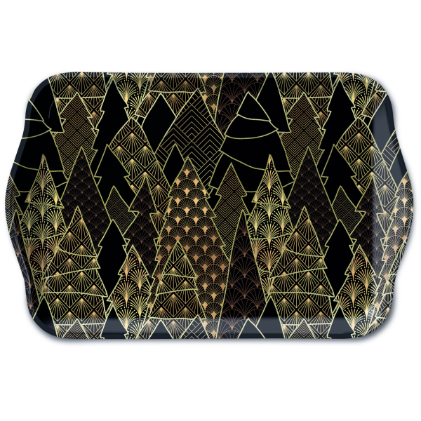 Weihnachten Tablett 13 x 21 cm Luxury Trees Black Tannenbäume schwarz