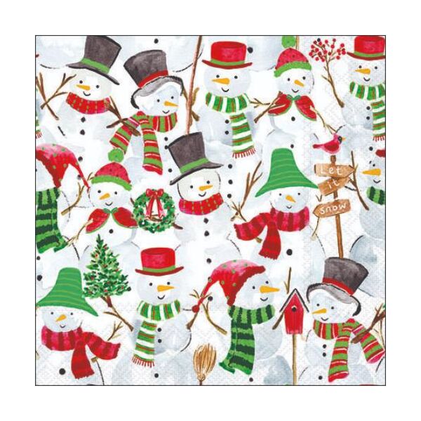 Weihnachten Cocktail Servietten 25 x 25 cm 3-lagig 15 Servietten Snowman Party Schneeman Party