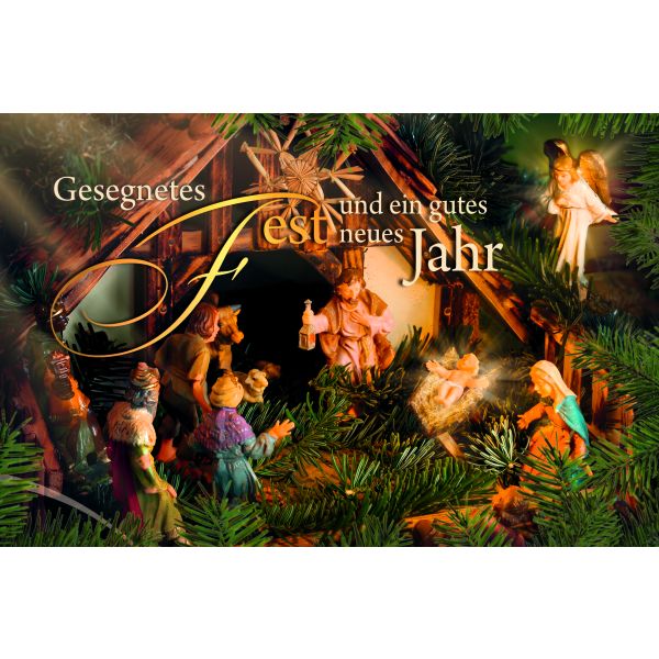 Weihnachten Glückwunschkarte mit Umschlag Krippe Gesegnetes Fest