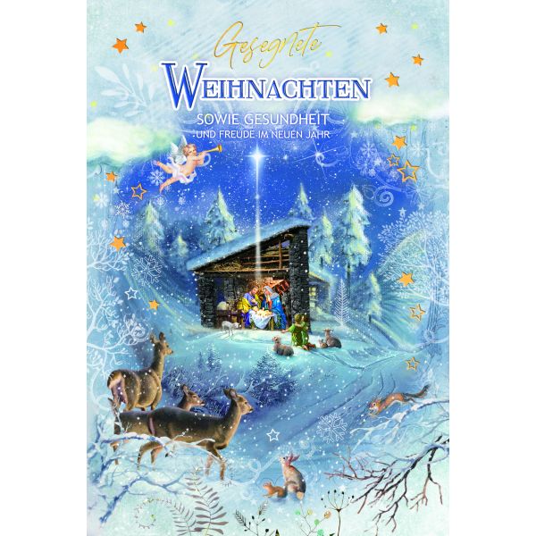 Weihnachten Grußkarte mit Umschlag Rehe, Hasen, Gesegnete Weihnachten