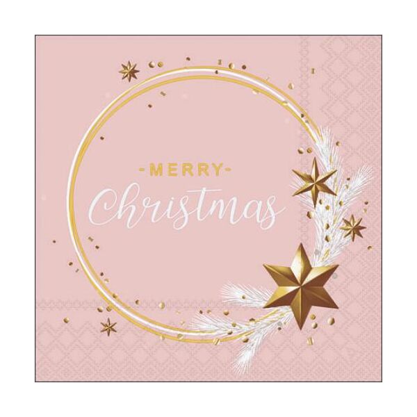 A Weihnachten Cocktail Servietten 25 x 25 cm 3-lagig 15 Servietten Wishing Ring Rose Frohe Weihnachten