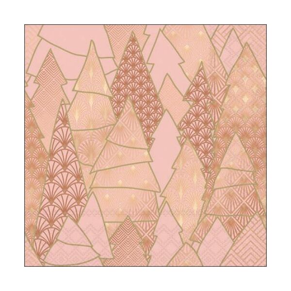 A Weihnachten Cocktail Servietten 25 x 25 cm 3-lagig 15 Servietten Luxury Trees Rose Luxusbäume rose